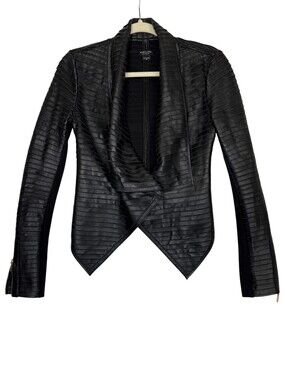 Marciano LA Shayna Drape Jacket Womens 4 Black Lamb Leather Asymmetrical Biker